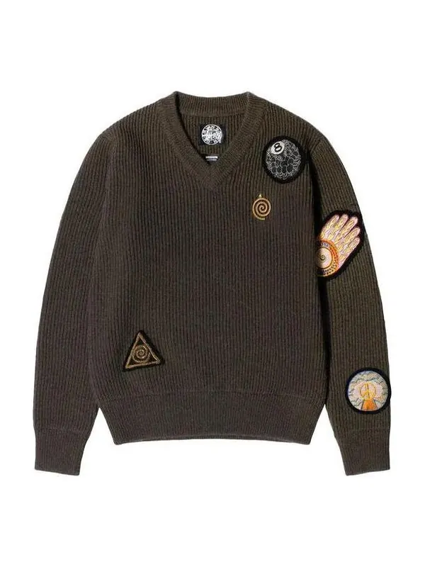 Свитер x dries van noten patch knit sweater 'sand' Stussy — изображение 1 из 3, коричневый