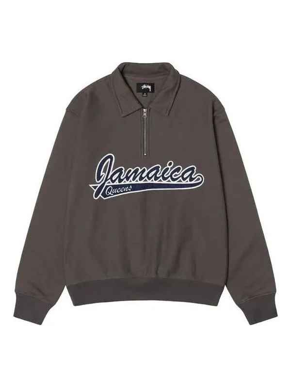 Толстовка x denim tears half zip fleece 'charcoal' Stussy — изображение 1 из 4, серый