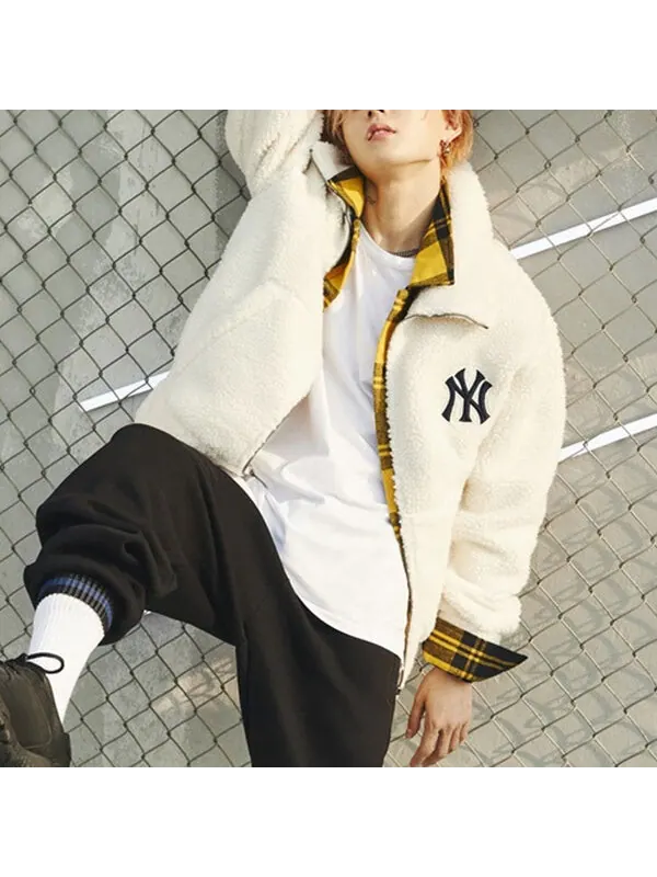 Куртка MLB New York Yankees Lambs Wool Jacket Unisex White — изображение 3 из 4, белый