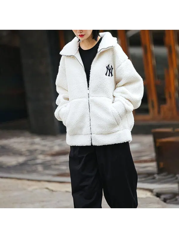 Куртка MLB New York Yankees Lambs Wool Jacket Unisex White — изображение 4 из 4, белый