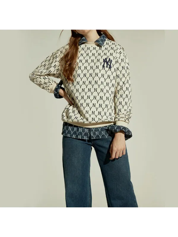 Толстовка MLB New York Yankees Retro Round Neck Unisex White — изображение 3 из 4, белый