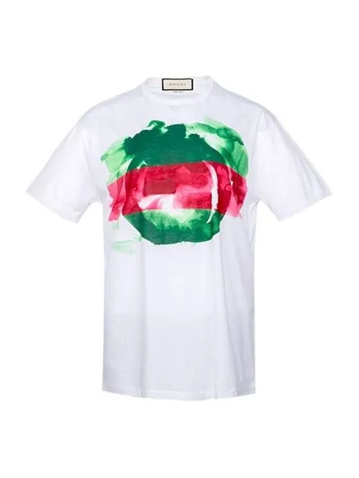 Футболка Gucci Print Round Neck Short Sleeves Unisex, классический дизайн — изображение 1 из 4, белый