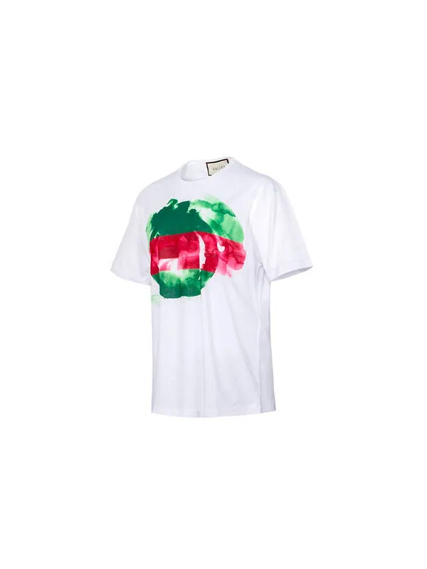 Футболка Gucci Print Round Neck Short Sleeves Unisex, классический дизайн — изображение 3 из 4, белый