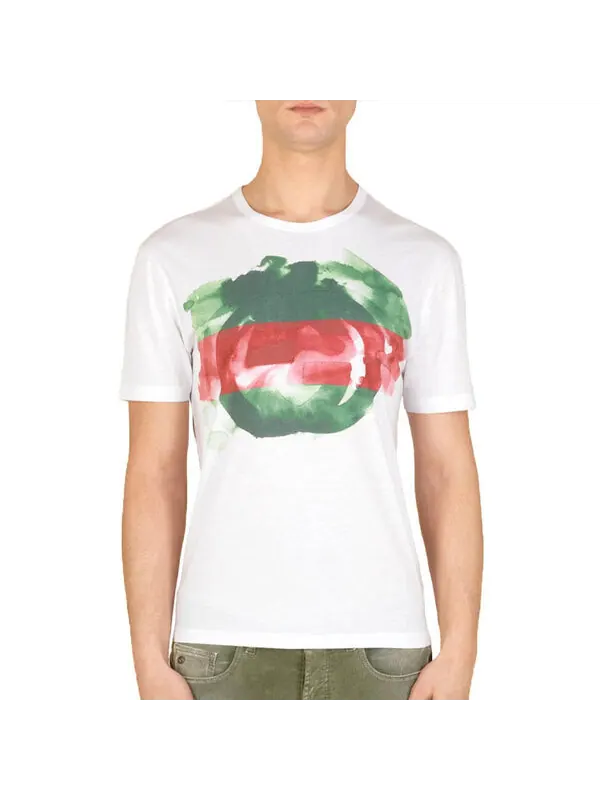 Футболка Gucci Print Round Neck Short Sleeves Unisex, классический дизайн — изображение 4 из 4, белый