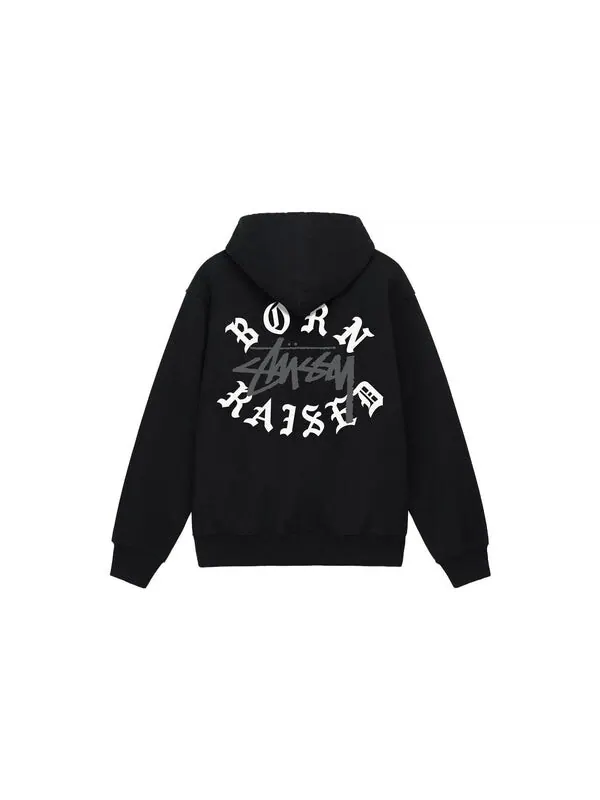 Куртка x born x raised logo zip hoodie 'black' Stussy — изображение 2 из 2, черный
