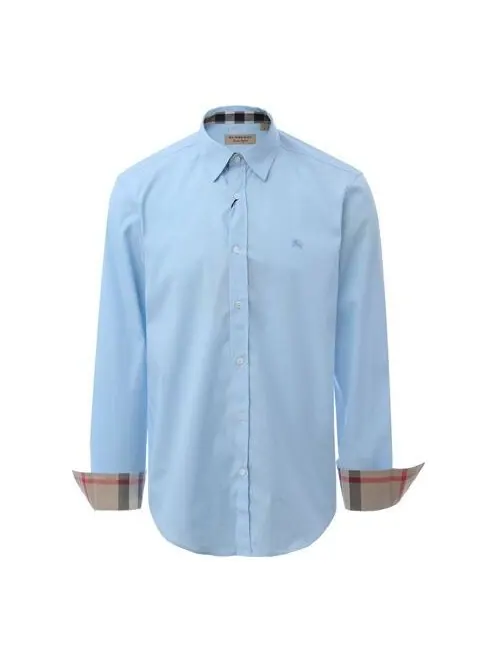 Рубашка мужская Burberry cotton classic long sleeves shirt синий — изображение 1 из 4, светлый синий