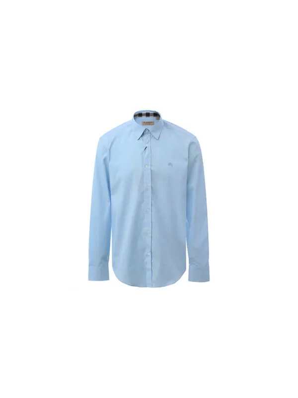Рубашка мужская Burberry cotton classic long sleeves shirt синий — изображение 2 из 4, светлый синий