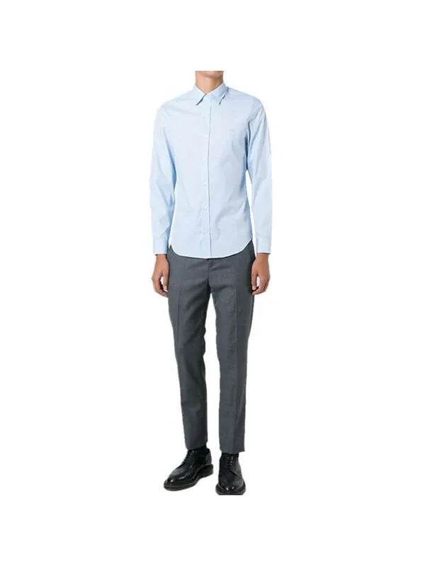 Рубашка мужская Burberry cotton classic long sleeves shirt синий — изображение 4 из 4, светлый синий