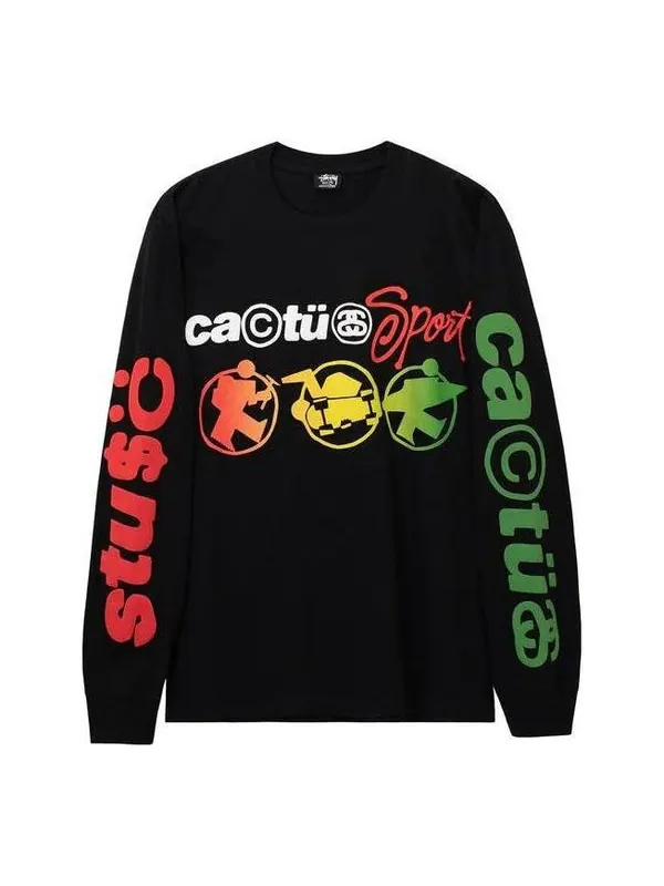 Футболка x cactus plant flea market sport long-sleeve tee 'black' Stussy — изображение 1 из 2, черный