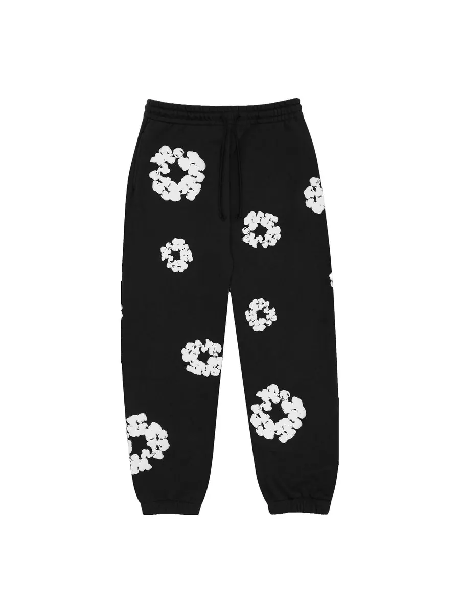 Спортивные брюки Denim Tears Cotton Wreath Logo Sweatpants 'Black White' — изображение 1 из 2, черный