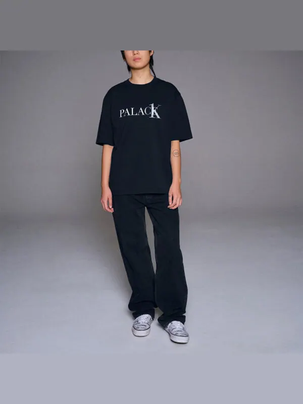 Футболка x calvin klein logo-print t-shirt 'black' Palace — изображение 2 из 4, черный/белый