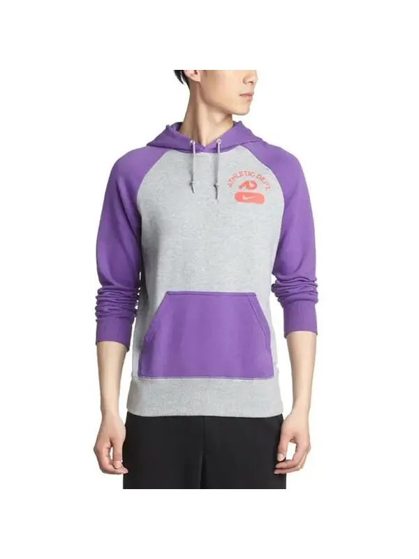 Толстовка Nike Logo Athletic Daily Casual Hoodie 'Purple Grey' — изображение 4 из 4, фиолетовый/серый