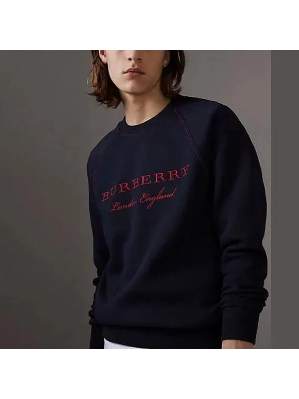 Толстовка Burberry logo embroideкрасный hoodie deep синий — изображение 3 из 4