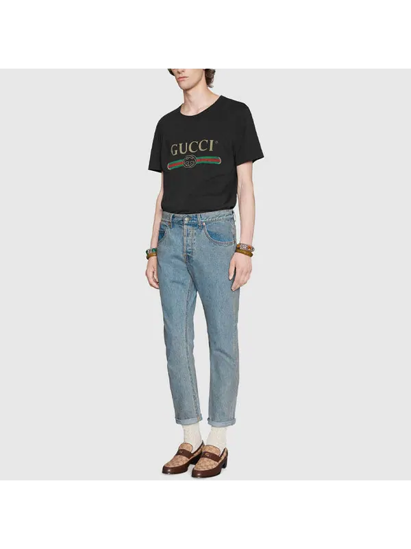Футболка Gucci Washed Jersey Oversize T-Shirt — изображение 3 из 4, черный
