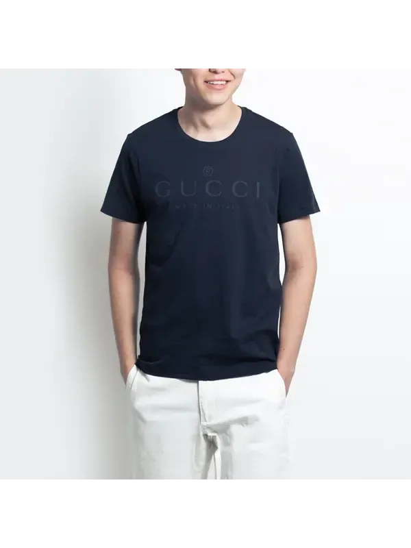 Футболка Gucci Classic Logo T-Shirt 'Navy' — изображение 4 из 4, темно-синий