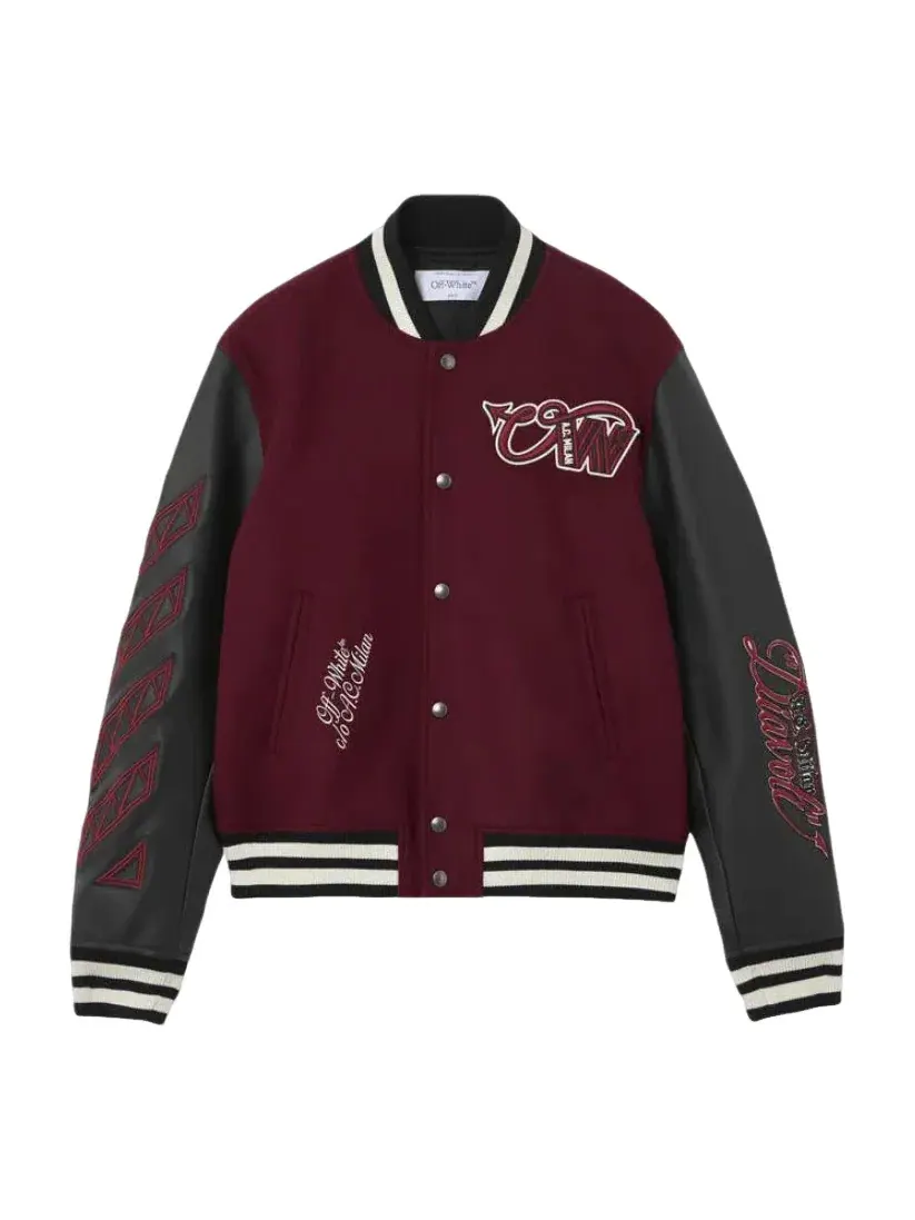 Куртка-бомбер Off-White xc/o AC Milan Varsity Jacket 'Black Red' 44MEA305G25F002125 — изображение 1 из 4, черный