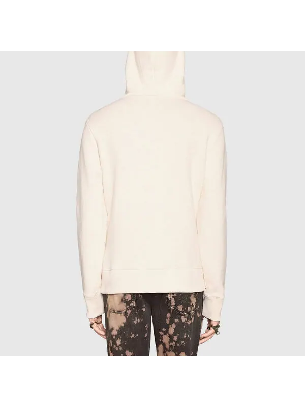 Толстовка Gucci Vintage Double Ring Logo Printed Hooded Drawstring Sweatshirt, мужская — изображение 3 из 4, белый
