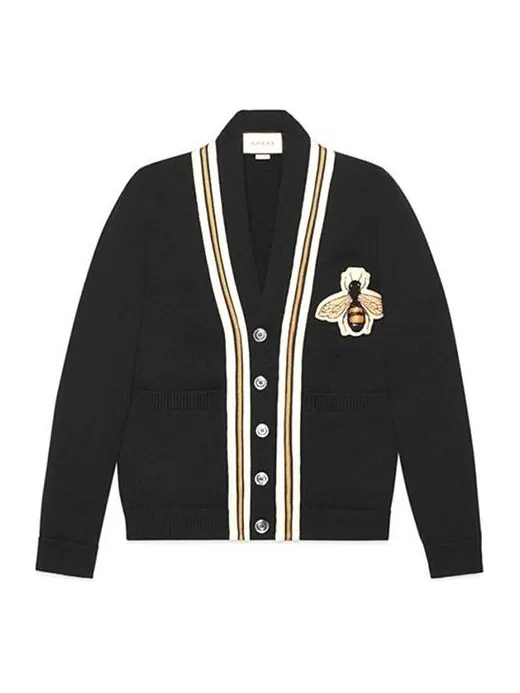 Кардиган Gucci Bee Patch — изображение 1 из 4, черный/красный