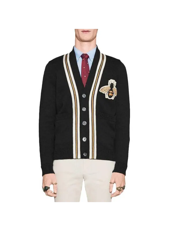 Кардиган Gucci Bee Patch — изображение 3 из 4, черный/красный