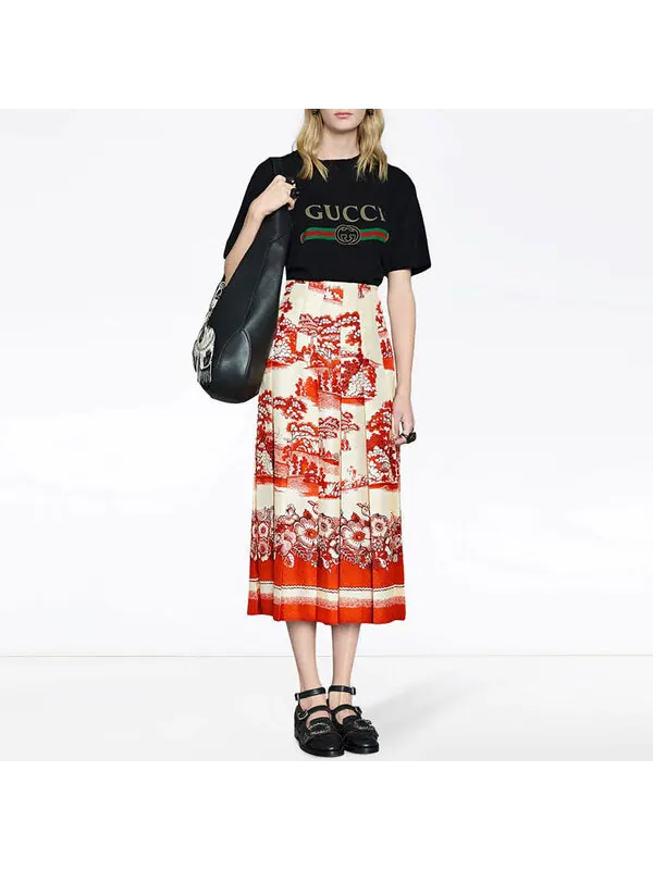 Футболка Gucci Oversize с логотипом, свободный крой — изображение 3 из 4, черный