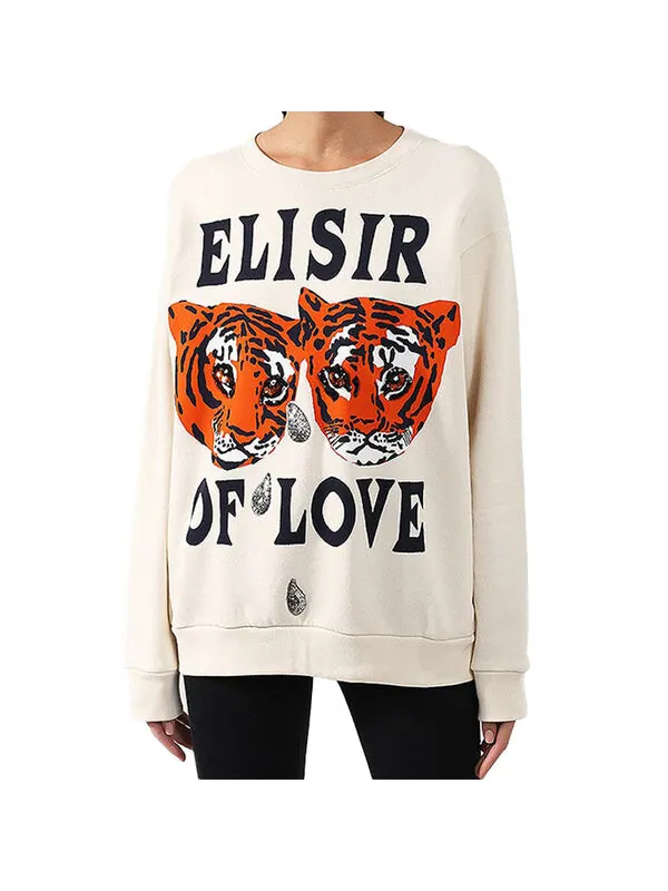 Толстовка Gucci Cotton Tiger Printed, свободный крой — изображение 2 из 4, белый
