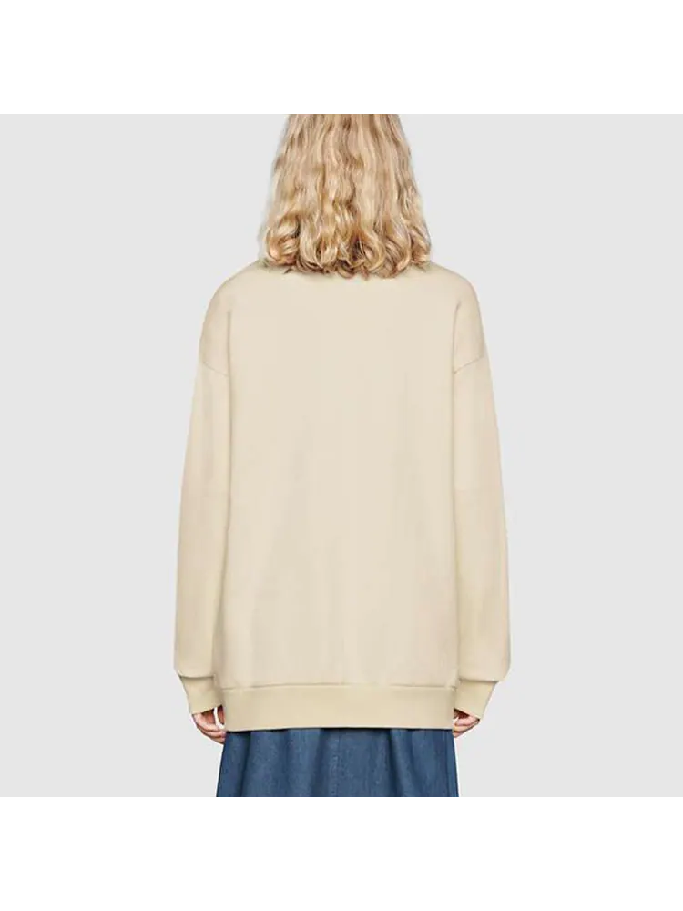 Свитер GUCCI Logo Oversized, женский — изображение 4 из 5, бежевый