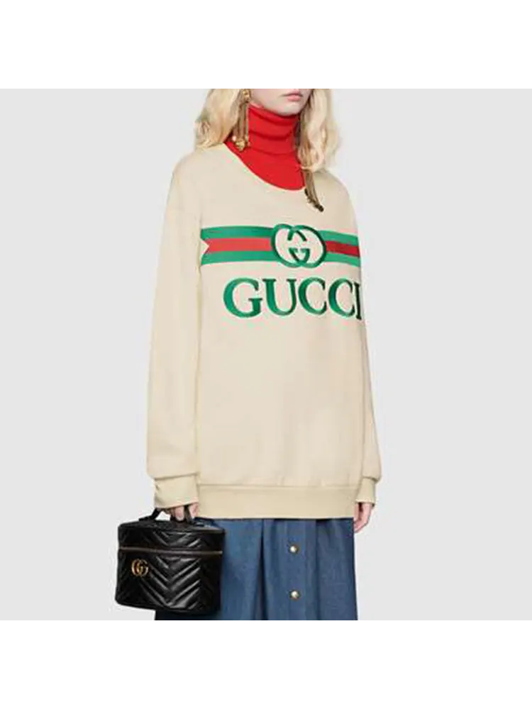 Свитер GUCCI Logo Oversized, женский — изображение 5 из 5, бежевый