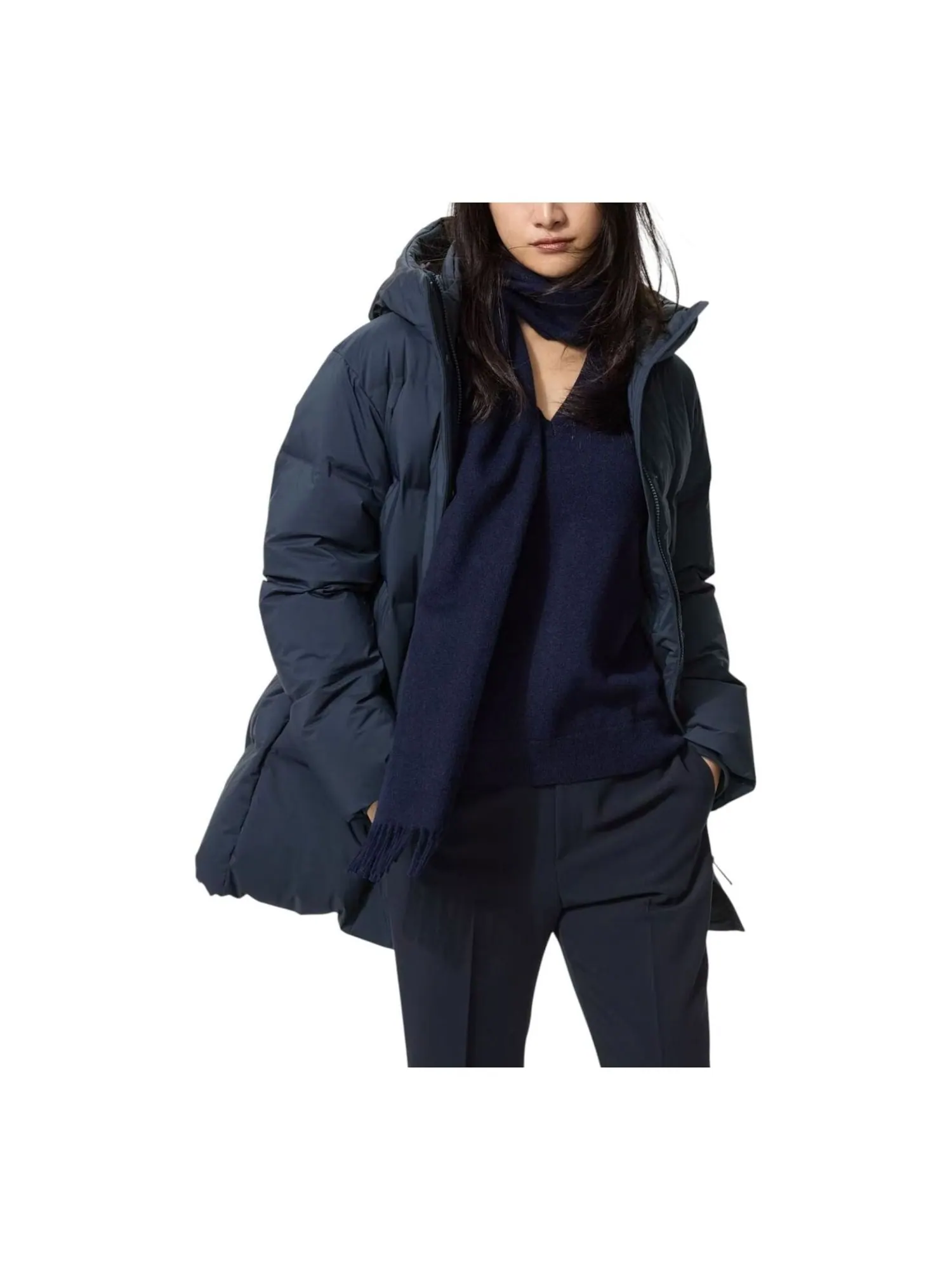 (WMNS) Uniqlo Бесшовное пуховое короткое пальто 'Navy' — изображение 1 из 1, темно-синий