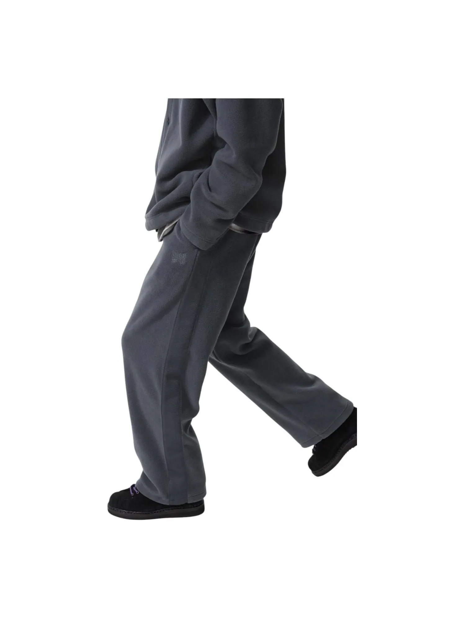 Флисовые брюки Uniqlo x Needles Wide Fleece Pants, темно-серый цвет