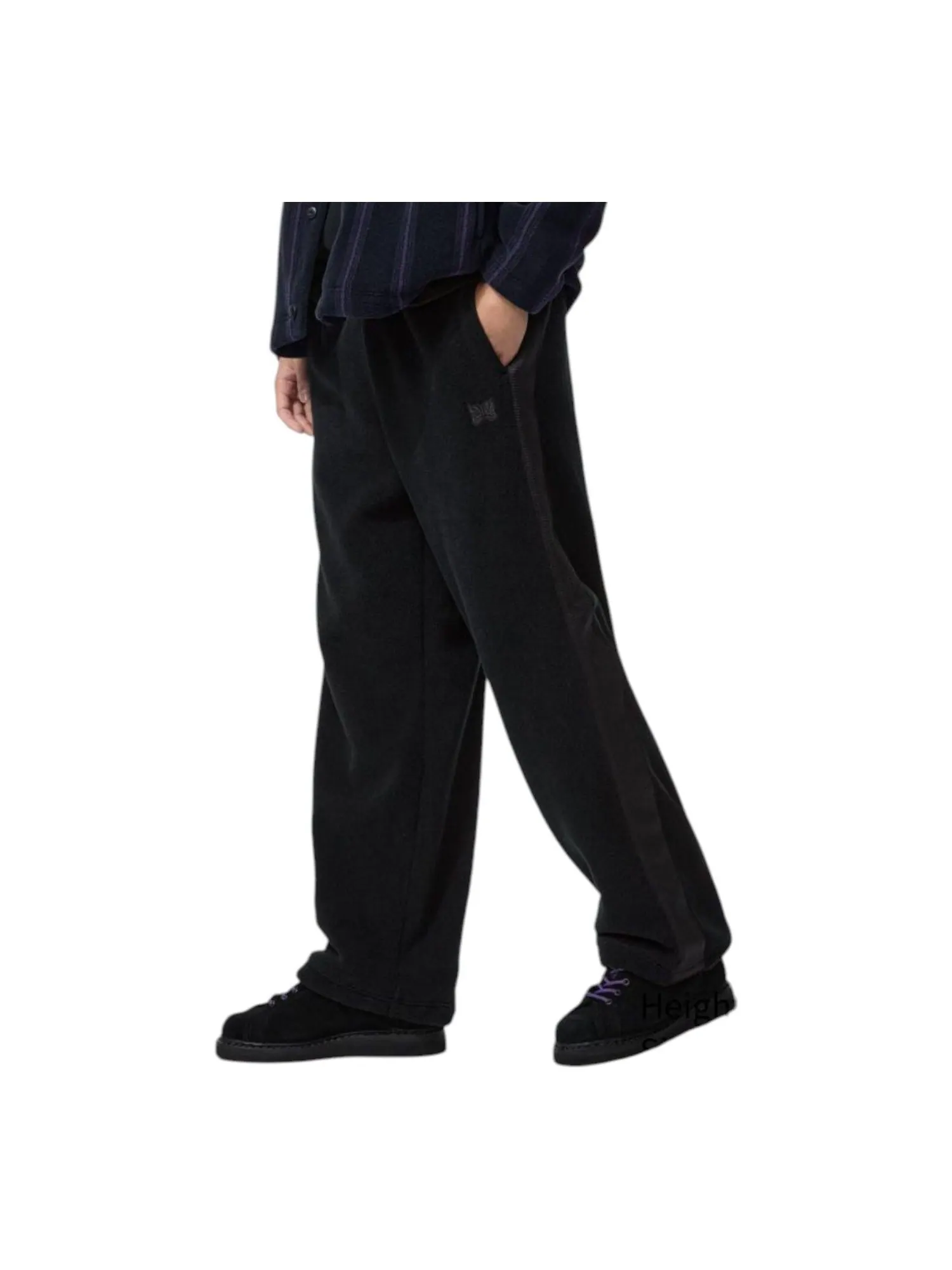Брюки Uniqlo x Needles Wide Fleece Pants 'Black'