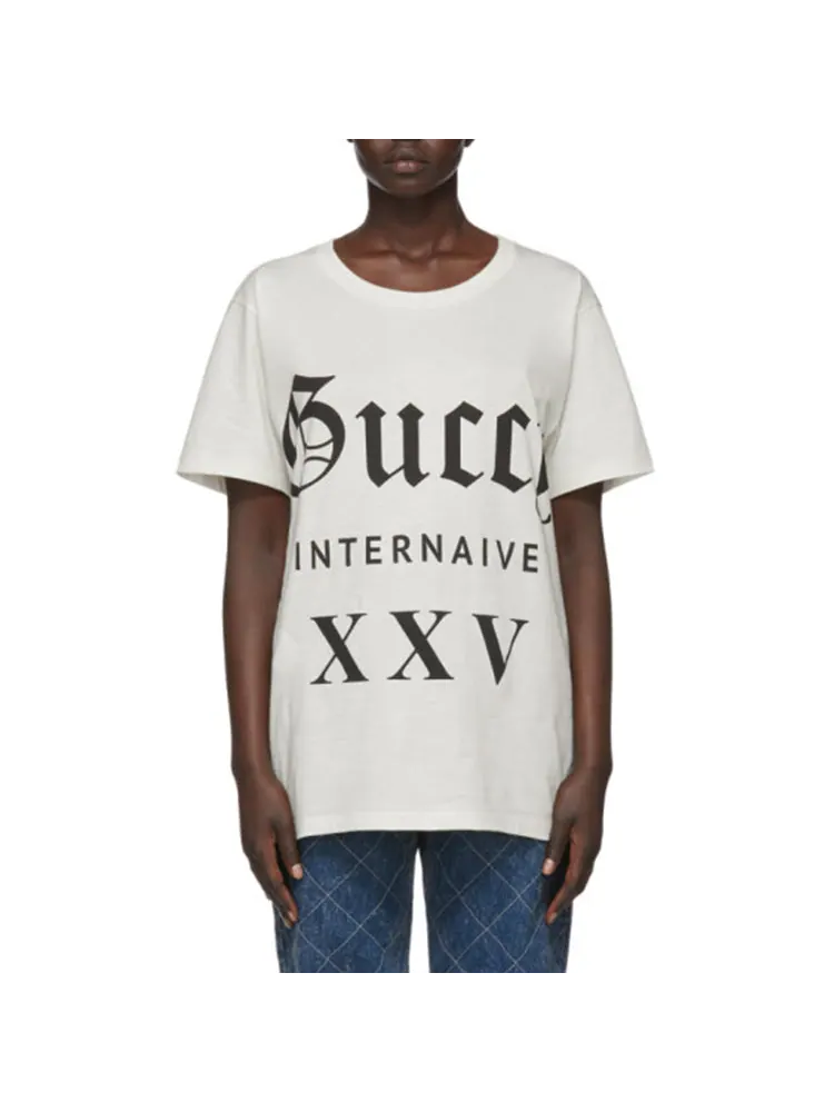 Футболка Gucci Guccy Series Cotton Short Sleeves Unisex — изображение 3 из 4, бежевый