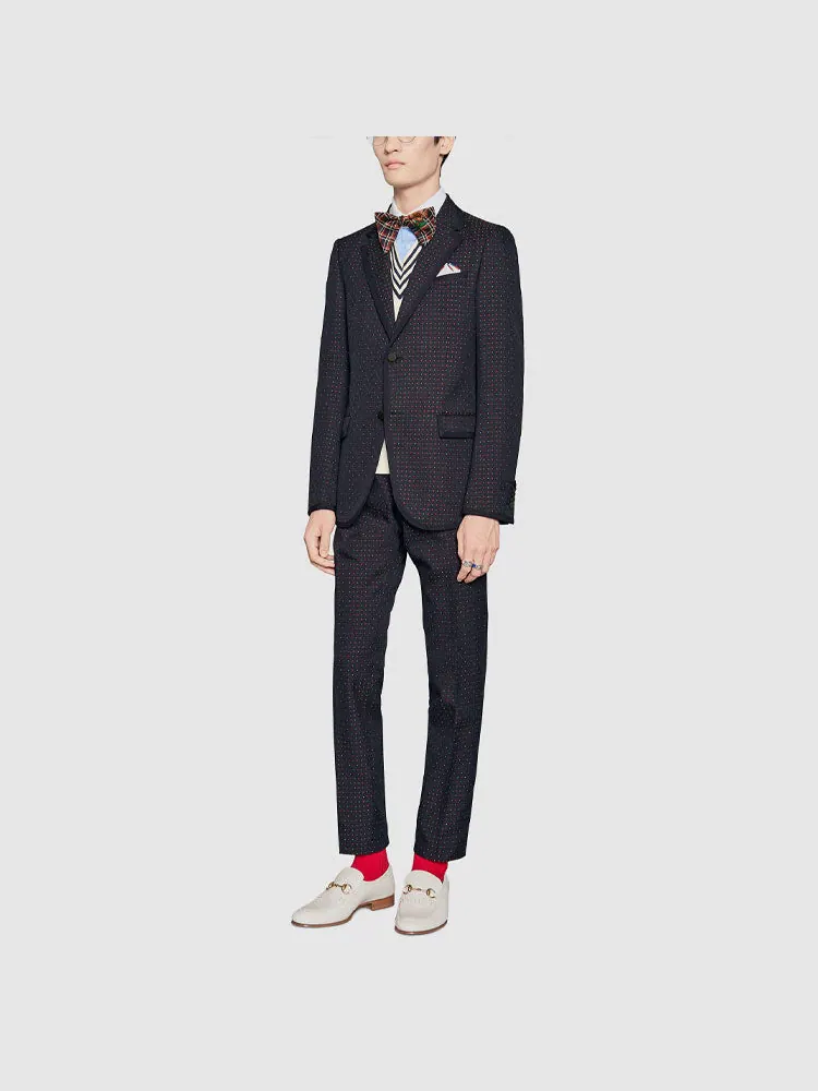 Футболка Gucci вязаная шерстяная с V-образным вырезом и пчелой — изображение 2 из 4, белый/черный