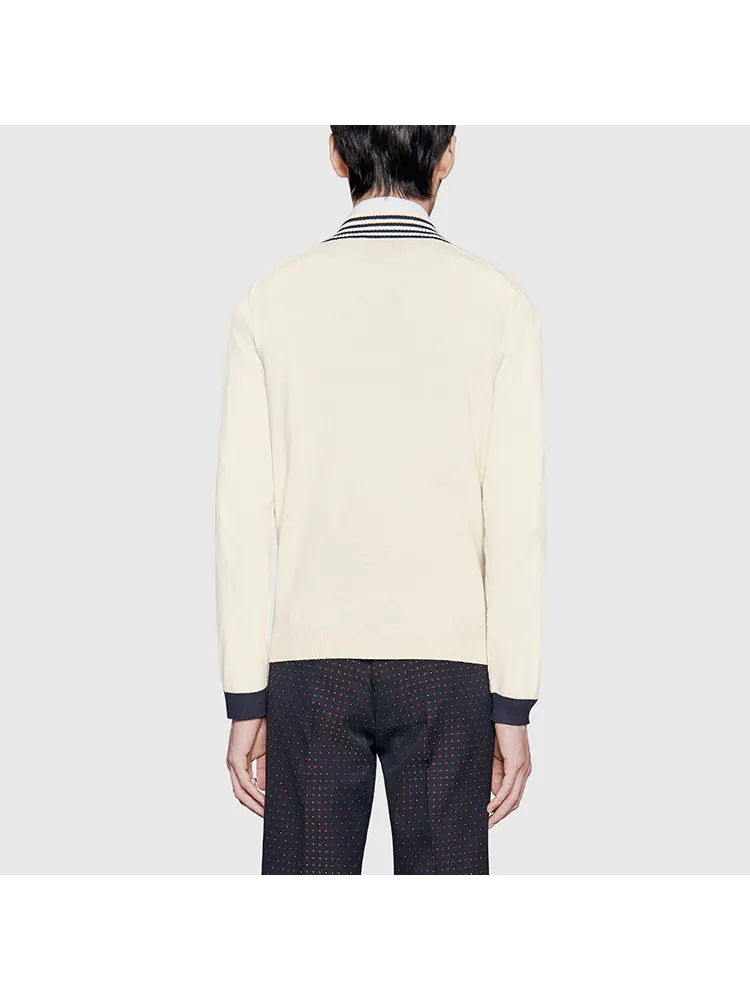 Топ Gucci V-neck Wool Knit With Bee, женский — изображение 4 из 4, белый