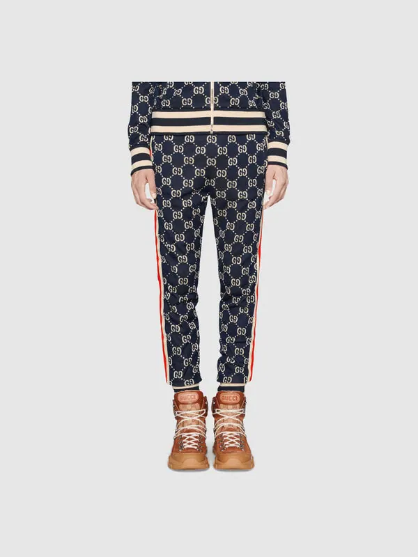 Спортивные штаны GUCCI GG Jacquard Jogging Trousers For Men — изображение 3 из 4, синий