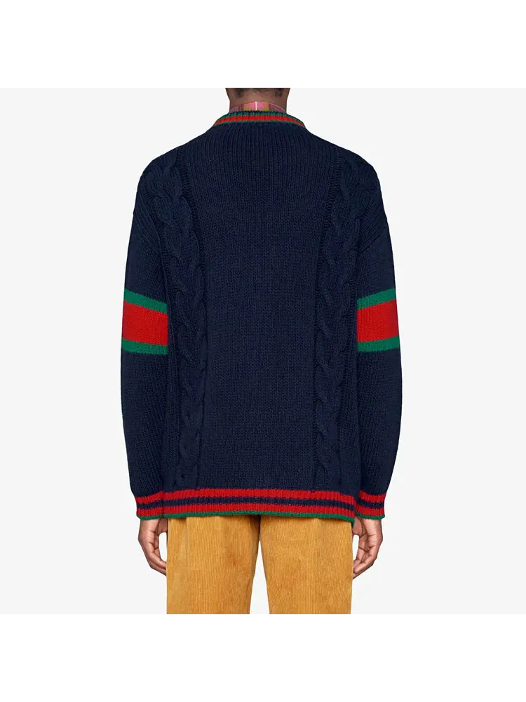 Кардиган Gucci Oversize Cable Knit Cardigan — изображение 4 из 4, синий