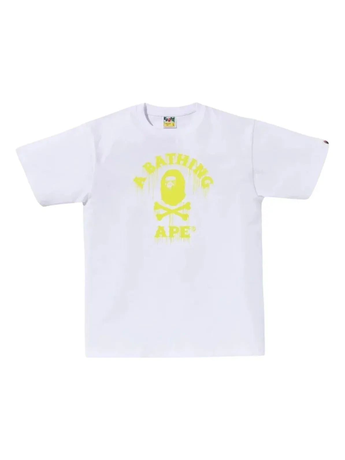 Мужская футболка с принтом Drip Ape Crossbone College A Bathing Ape — изображение 1 из 1, белый