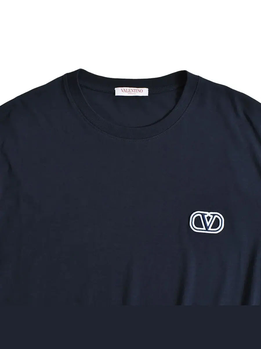 Футболка Valentino Embroidered V Logo T-Shirt 'Navy' — изображение 1 из 2, темно-синий