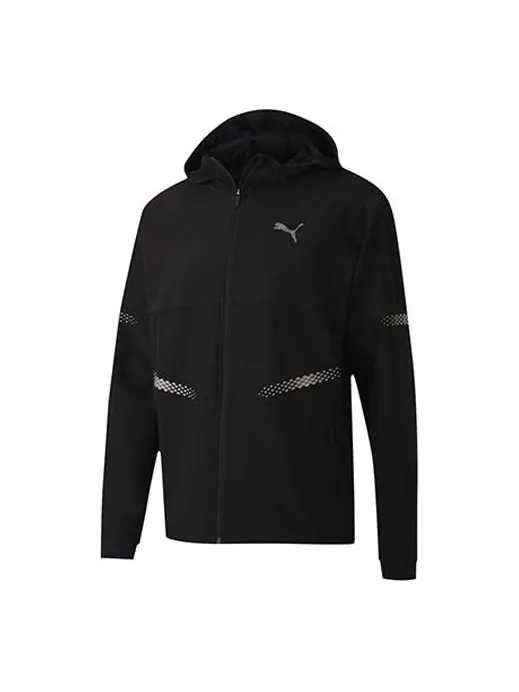 Куртка runner id hooded jacket 'black' Puma — изображение 1 из 4, черный/белый