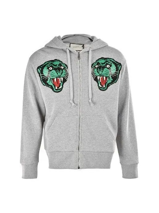 Куртка Gucci Tiger Head Hooded Jacket — изображение 1 из 3, серый/зеленый