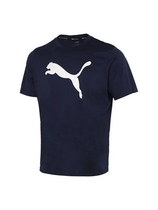 Футболка train favorite heather t-shirt 'navy' Puma — изображение 1 из 4, темно-синий/белый