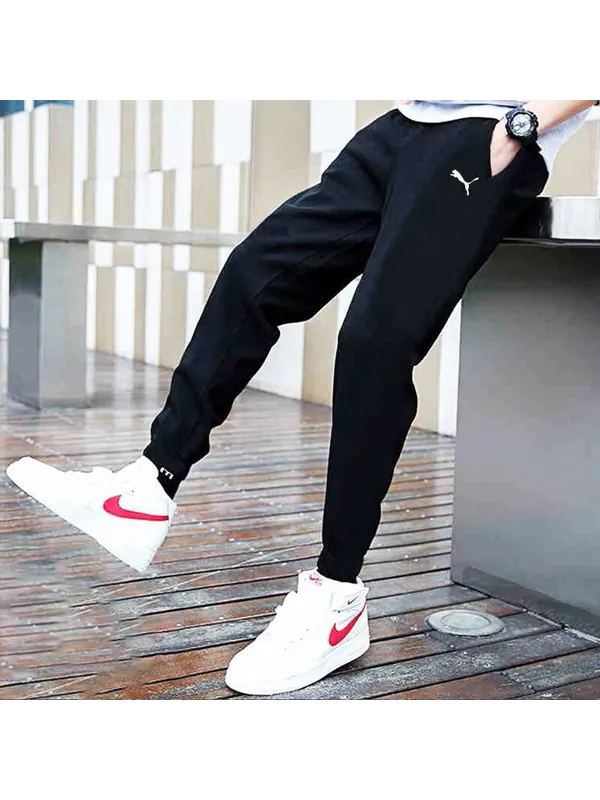 Брюки downtown sweatpants 'black' Puma — изображение 2 из 2, черный/белый