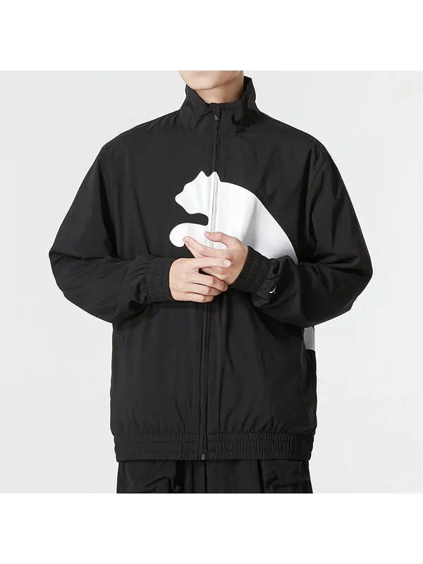 Куртка training big cat lined woven jacket 'black' Puma — изображение 4 из 4, черный/белый