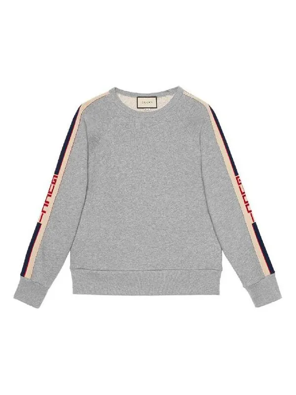 Толстовка Gucci Side Sleeve Logo Turtleneck Sweatshirt, мужская, серая — изображение 1 из 4, серый
