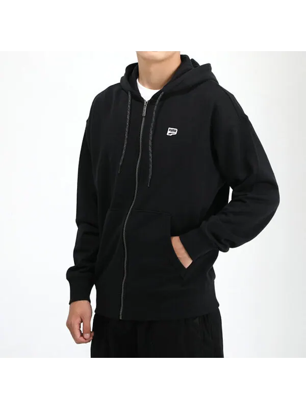 Куртка downtown full zip jacket 'black' Puma — изображение 4 из 4, черный/белый