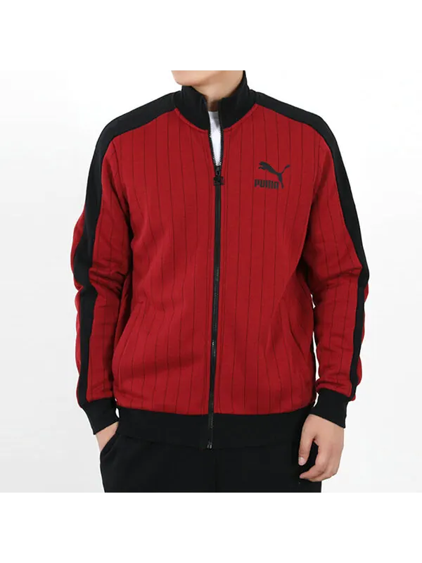 Куртка pinstripe jacket 'red' Puma — изображение 3 из 4, красный/черный