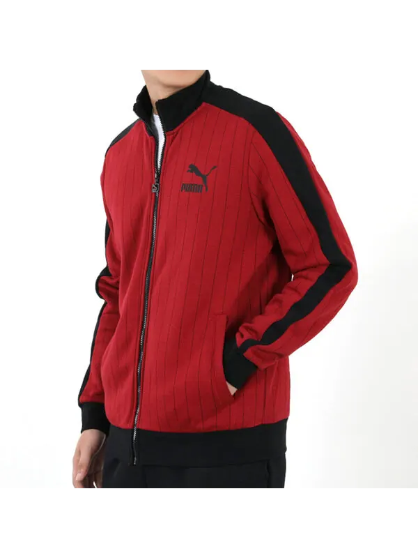 Куртка pinstripe jacket 'red' Puma — изображение 4 из 4, красный/черный