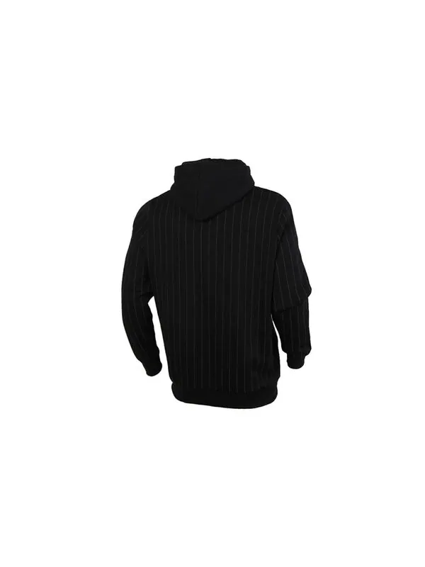 Толстовка pinstripe aop pullover hoodie 'black' Puma — изображение 2 из 4, черный/белый