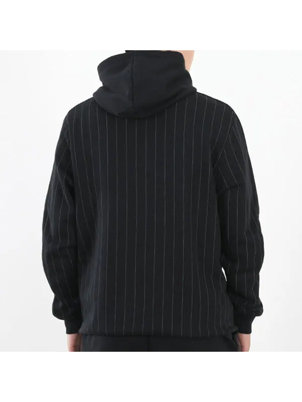 Толстовка pinstripe aop pullover hoodie 'black' Puma — изображение 4 из 4, черный/белый