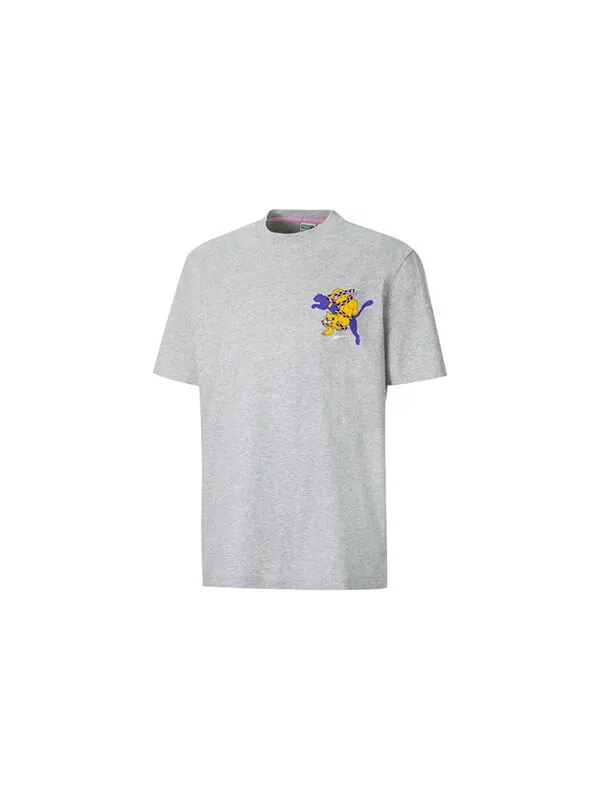 Футболка x aka boku t-shirt 'grey' Puma — изображение 2 из 4, серый/желтый