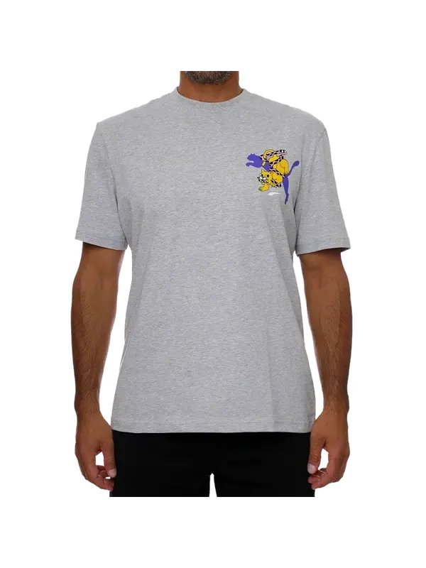 Футболка x aka boku t-shirt 'grey' Puma — изображение 3 из 4, серый/желтый